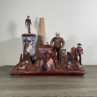 LOT 164B: John Wayne Bradford Exchange - An American Hero Illuminated Statement Edition A0574, American Legend 1st Issue A7344, Silver...