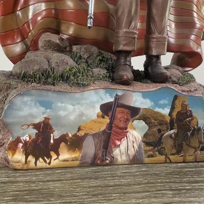 LOT 167L: John Wayne Porcelain Statues - The Franklin Mint "The Duke", "Western Lawman" and Bradford Exchange Trails...
