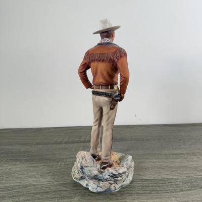 LOT 167L: John Wayne Porcelain Statues - The Franklin Mint "The Duke", "Western Lawman" and Bradford Exchange Trails...