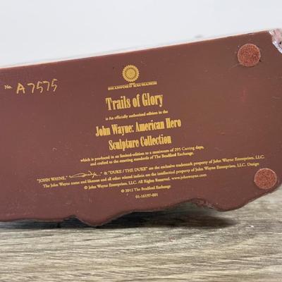 LOT 167L: John Wayne Porcelain Statues - The Franklin Mint "The Duke", "Western Lawman" and Bradford Exchange Trails...