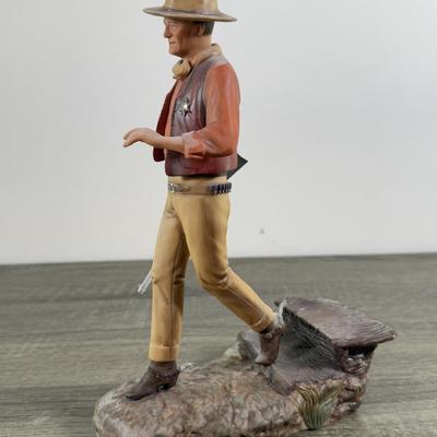 LOT 167L: John Wayne Porcelain Statues - The Franklin Mint "The Duke", "Western Lawman" and Bradford Exchange Trails...