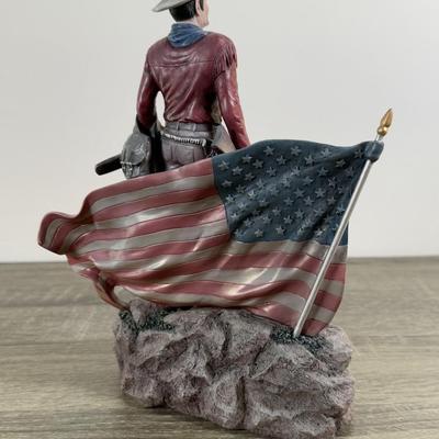 LOT 167L: John Wayne Porcelain Statues - The Franklin Mint "The Duke", "Western Lawman" and Bradford Exchange Trails...