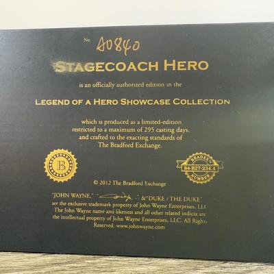 LOT 168L: Bradford Exchange John Wayne - 2009 America's Lawman A0048, 2011 Edwin M Knowles A Legend Stands Tall A0812 & 2012...