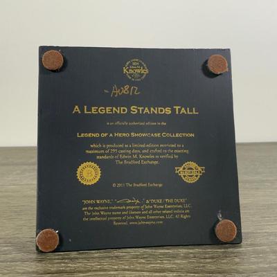 LOT 168L: Bradford Exchange John Wayne - 2009 America's Lawman A0048, 2011 Edwin M Knowles A Legend Stands Tall A0812 & 2012...