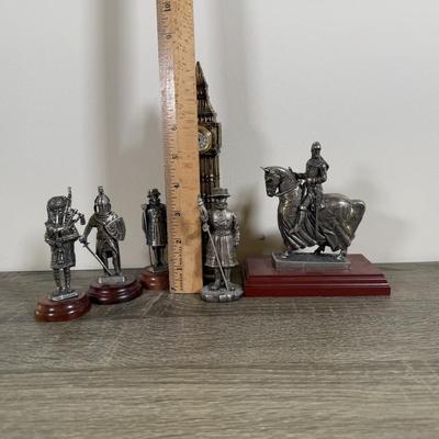 LOT 170L: Collection of Silvertone Statues w/ Big Ben Clock