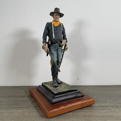 LOT 172L: Collector's Showcase John Wayne Statue #25/500 & Framed Sheriff Shadowbox