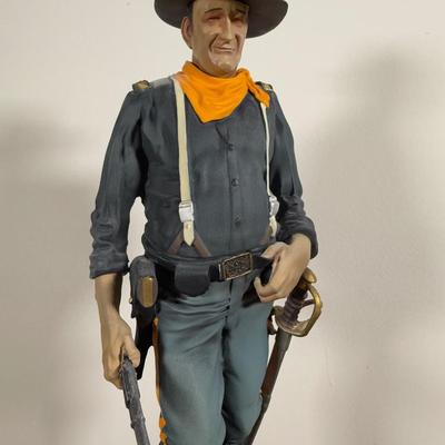 LOT 172L: Collector's Showcase John Wayne Statue #25/500 & Framed Sheriff Shadowbox