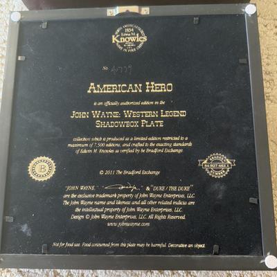 LOT 176L: John Wayne Calendar, Clock & Bradford Exchange Plates in Shadowboxes