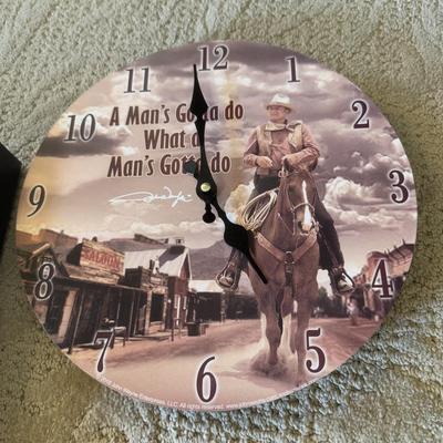 LOT 176L: John Wayne Calendar, Clock & Bradford Exchange Plates in Shadowboxes