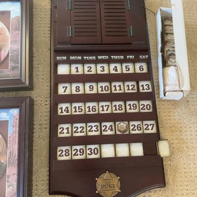 LOT 176L: John Wayne Calendar, Clock & Bradford Exchange Plates in Shadowboxes