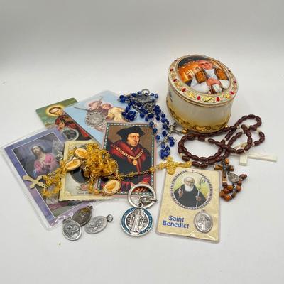LOT 181J: Miscellaneous Religious Items - Pins, Rosaries, and more!