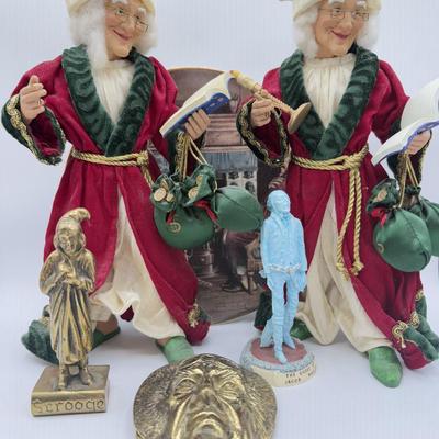 LOT 190L: Kurt S Adler Ebeneezer Scrooges, Brass Jacob Marley / Undigested Lobster Door Knocker & More