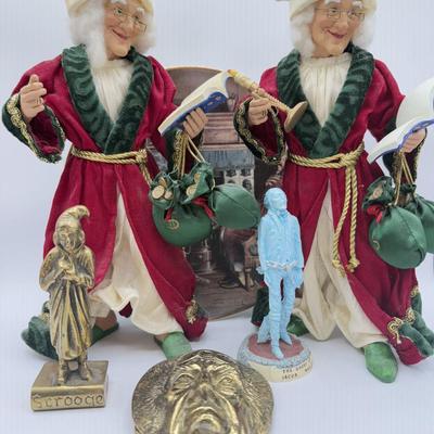 LOT 190L: Kurt S Adler Ebeneezer Scrooges, Brass Jacob Marley / Undigested Lobster Door Knocker & More