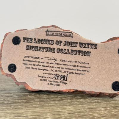 LOT 195L: Hawthorne Village Legend of John Wayne Signature Collection Sculpture # A0485 & A0481 and Bradford Exchange Silver Screen...