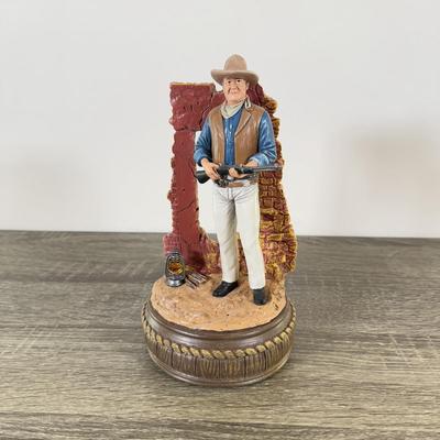 LOT 195L: Hawthorne Village Legend of John Wayne Signature Collection Sculpture # A0485 & A0481 and Bradford Exchange Silver Screen...