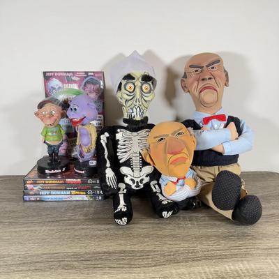 LOT 237L: Jeff Dunham Talking Dolls, Bobbleheads & DVDs