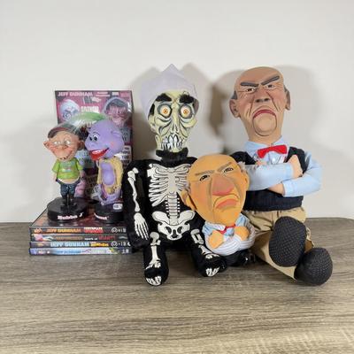 LOT 237L: Jeff Dunham Talking Dolls, Bobbleheads & DVDs