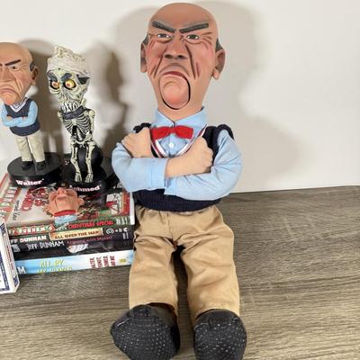 LOT 238L: Jeff Dunham Dolls, Playing Cards, Book, Bobbleheads & DVDs