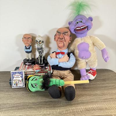 LOT 238L: Jeff Dunham Dolls, Playing Cards, Book, Bobbleheads & DVDs