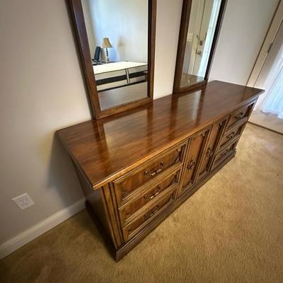 Beautiful Wood Dresser with Two Mirrors