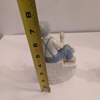 Porcelain Boy/Dog Figurine Candle Holder & Farm Boy With Geese