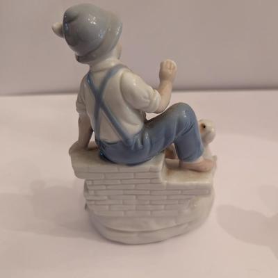 Porcelain Boy/Dog Figurine Candle Holder & Farm Boy With Geese
