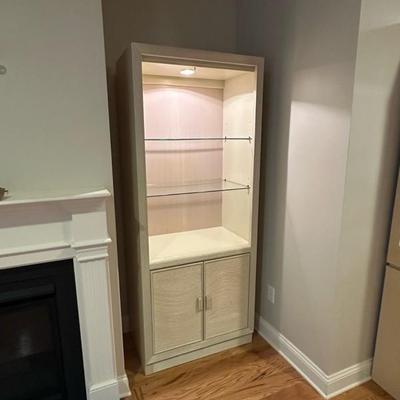 Beautiful Twin Illuminated Display Cabinets