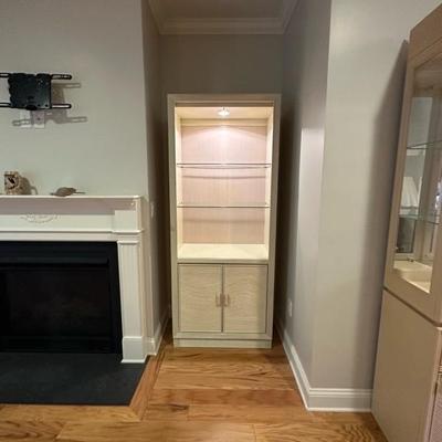 Beautiful Twin Illuminated Display Cabinets