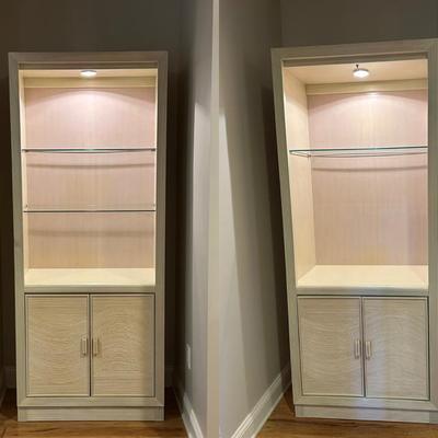 Beautiful Twin Illuminated Display Cabinets