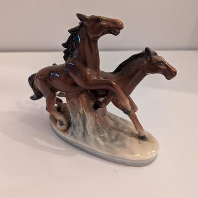 Vintage Porcelain Horse Figurine 5 1/2" x 6" Approx Running Horses