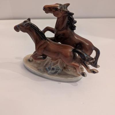 Vintage Porcelain Horse Figurine 5 1/2" x 6" Approx Running Horses
