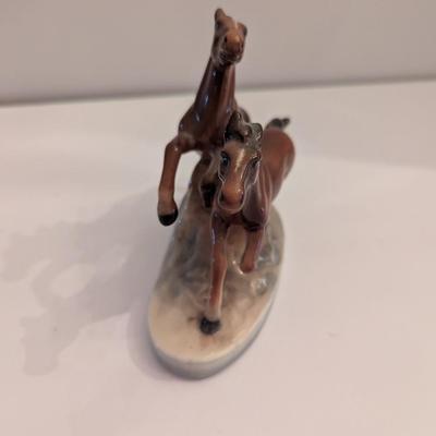 Vintage Porcelain Horse Figurine 5 1/2" x 6" Approx Running Horses