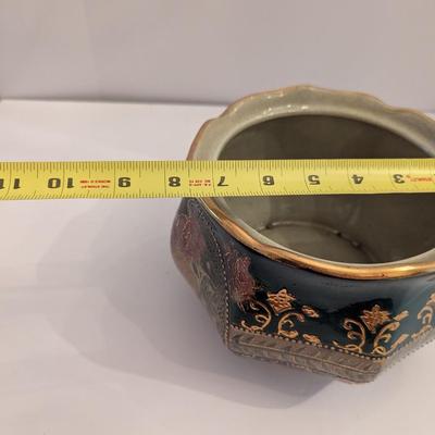 Vintage Royal Satsuma Style Lidded Bowl Hand Painted