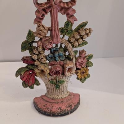 Cast Iron Door Stop Flower Basket