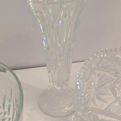 Cut/Pressed Glass Serving Bowls & Vase