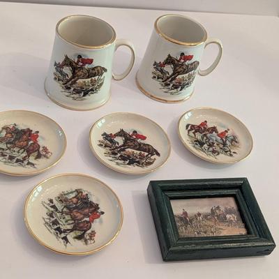 James Kent Old Foley England & Ridgewood China Equestrian Hunting Themed Plates & Mugs & Art