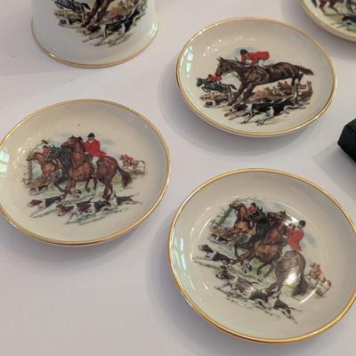 James Kent Old Foley England & Ridgewood China Equestrian Hunting Themed Plates & Mugs & Art