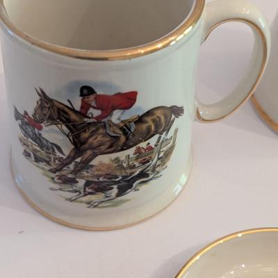 James Kent Old Foley England & Ridgewood China Equestrian Hunting Themed Plates & Mugs & Art