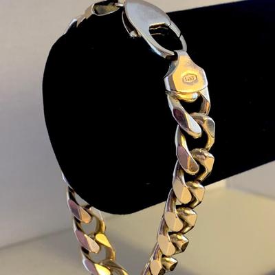 Heavy Aurafin 14k Yellow Gold 9” Italy Chain Link Bracelet - 85 grams !