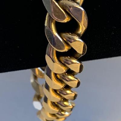 Heavy Aurafin 14k Yellow Gold 9” Italy Chain Link Bracelet - 85 grams !