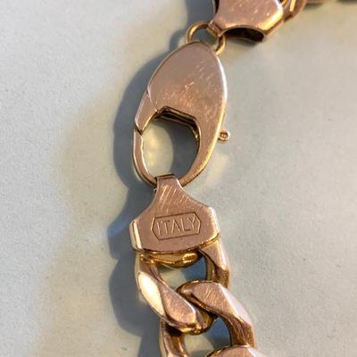 Heavy Aurafin 14k Yellow Gold 9” Italy Chain Link Bracelet - 85 grams !
