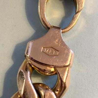Heavy Aurafin 14k Yellow Gold 9” Italy Chain Link Bracelet - 85 grams !