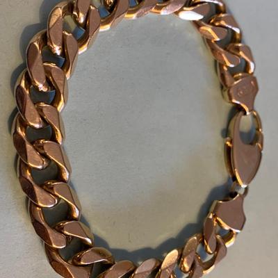Heavy Aurafin 14k Yellow Gold 9” Italy Chain Link Bracelet - 85 grams !