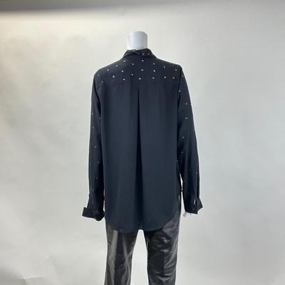 292 L'AGENCE Black Polyester Grommets Patch Pockets Shirt