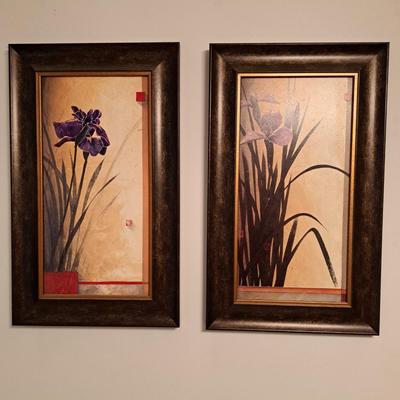Pair of Framed Textured Iris Prints (PB-SD)