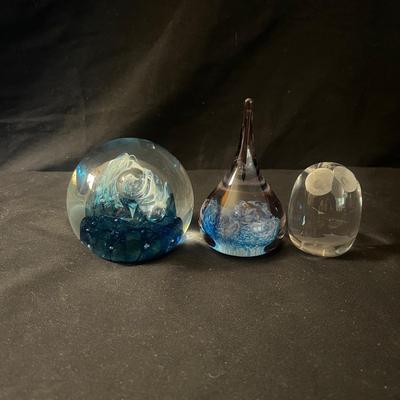 Three Glass Paperweights, incl. Caithness Quicksilver (LR-MG)