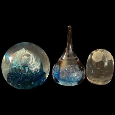 Three Glass Paperweights, incl. Caithness Quicksilver (LR-MG)