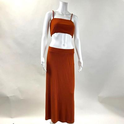 294 New WHIMSY + ROW Rust Ribbed Mid drift Dress