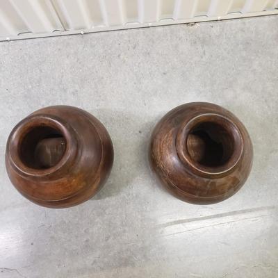 Pair of Wooden Indian Vases (2058B-KD)