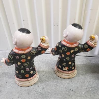 Two Pairs of Asian Figurines, Bowls, Lamp and More (2058F-KD)